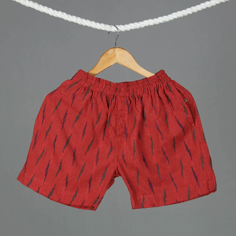 Red - Pochampally Ikat Cotton Unisex Boxer/Shorts