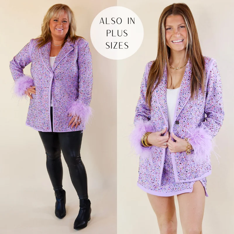 Queen Of Sparkles | Crystal Studded Blazer in Lavender Purple