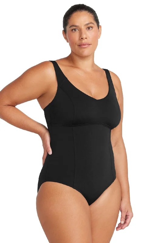 Black Natare Turner Chlorine Resistant One Piece Swimsuit