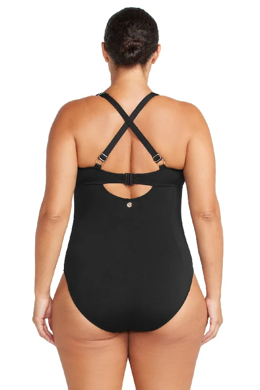 Black Natare Turner Chlorine Resistant One Piece Swimsuit