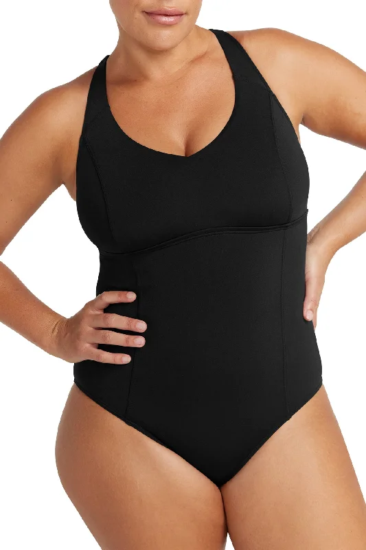 Black Natare Turner Chlorine Resistant One Piece Swimsuit