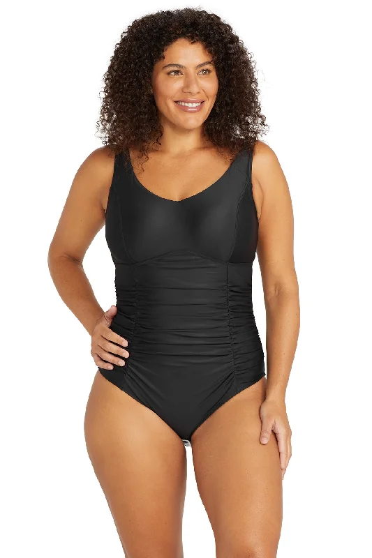 Black Hues Raphael E / F Cup Underwire One Piece Swimsuit