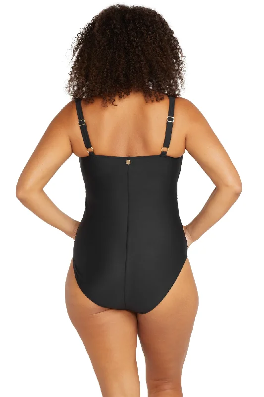 Black Hues Raphael E / F Cup Underwire One Piece Swimsuit