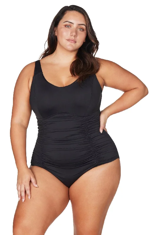 Black Hues Raphael E / F Cup Underwire One Piece Swimsuit