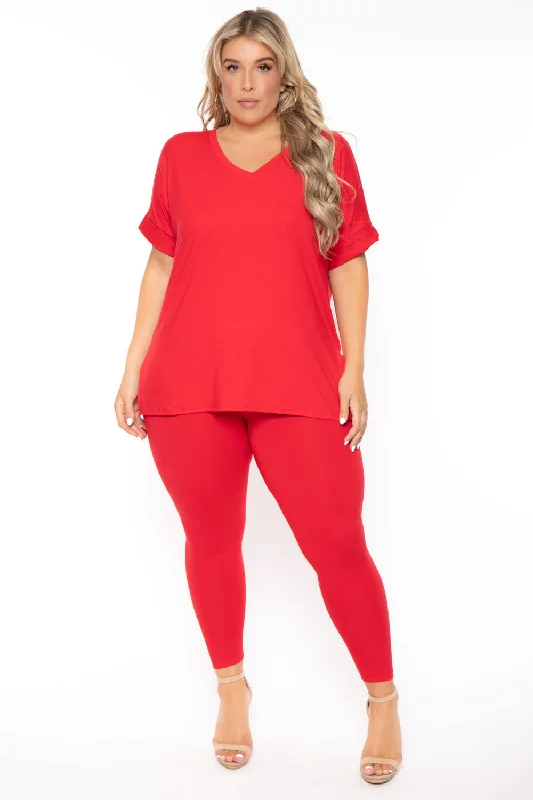 Plus Size Lexa Tee And Legging Pant Set - Red