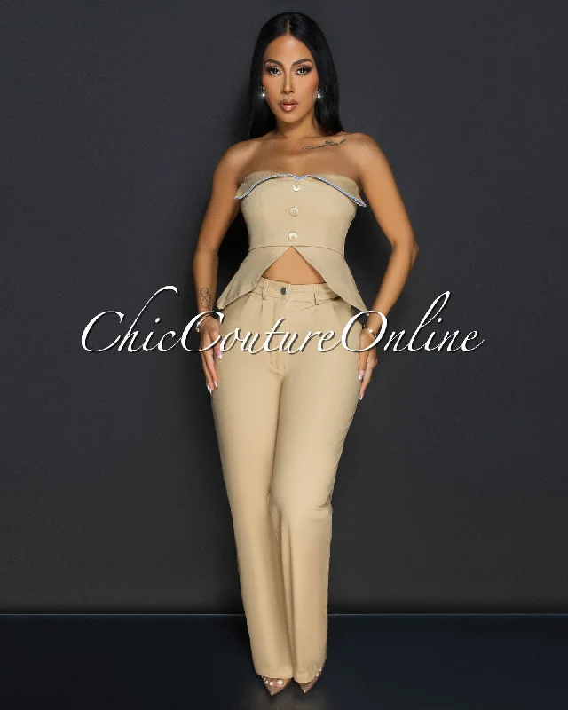 ilary-khaki-strapless-peplum-top-pants-set