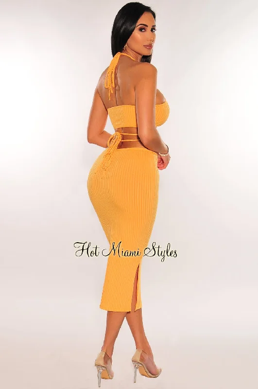 melon-orange-ribbed-halter-cut-out-tie-up-skirt-two-piece-set