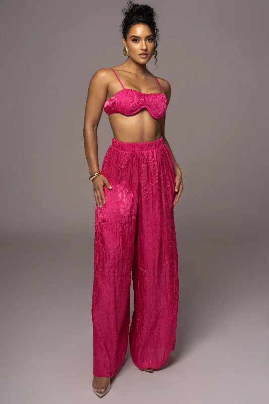 Pink Let's Get Away Satin Pant Set