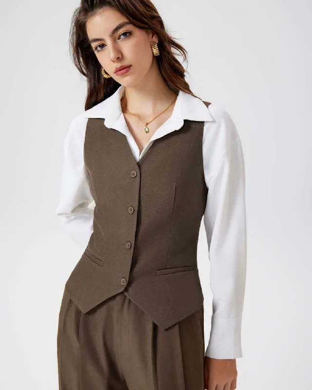 solid-outfits-set-of-v-neck-vest-coat-high-waist-pants