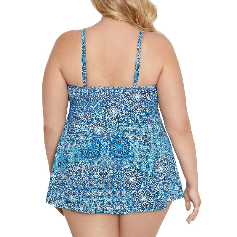 Women's One-Piece Swimdress - Back In Tile