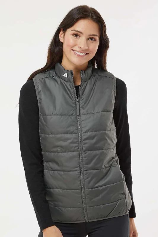 Adidas Womens Full Zip Puffer Vest - Grey - NEW