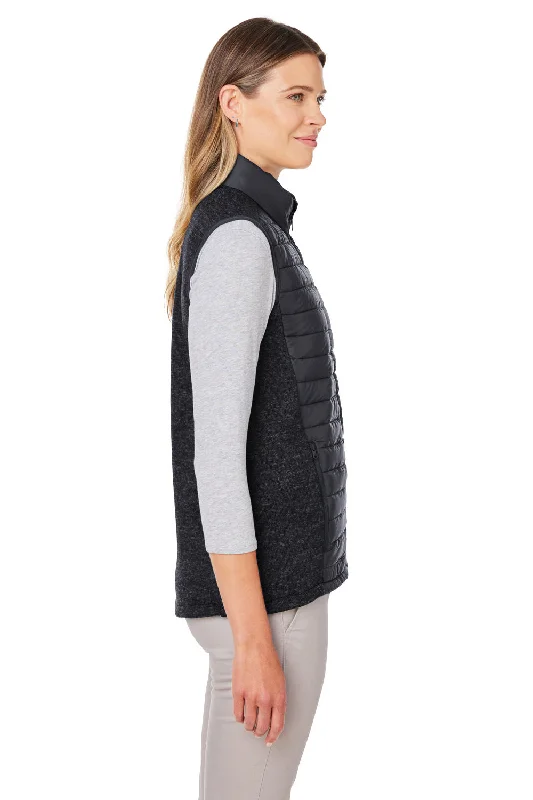 Nautica Womens Harbor Water Resistant Full Zip Puffer Vest - Black/Heather Black