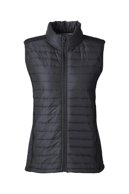 Nautica Womens Harbor Water Resistant Full Zip Puffer Vest - Black/Heather Black