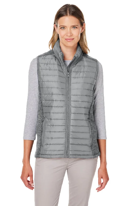 Nautica Womens Harbor Water Resistant Full Zip Puffer Vest - Graphite Grey/Heather Graphite Grey