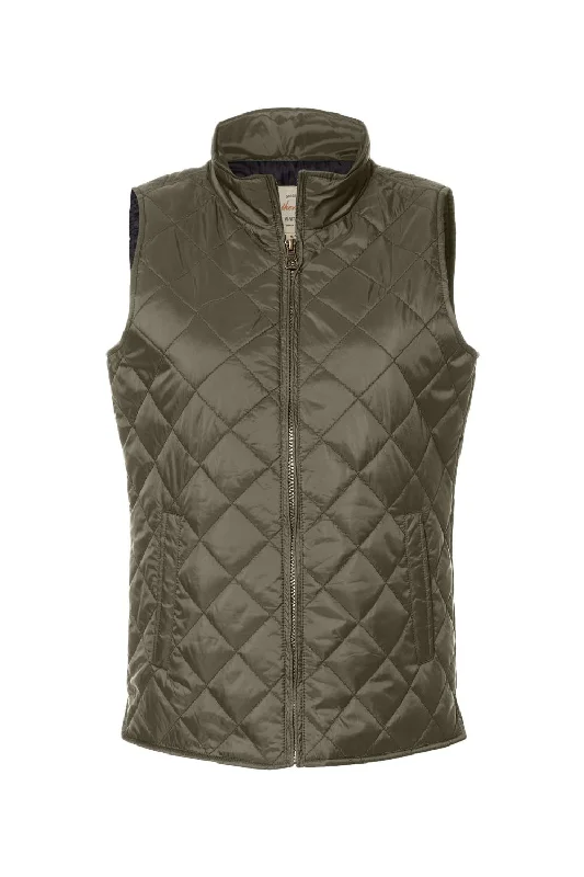 Weatherproof Womens Vintage Diamond Quilted Full Zip Vest - Rosin Green - NEW