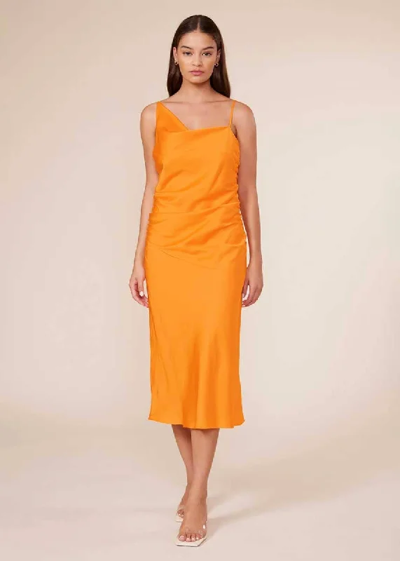 Pierre Gathered Dress - Tangerine