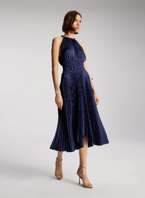 Renzo II Satin Pleated Dress