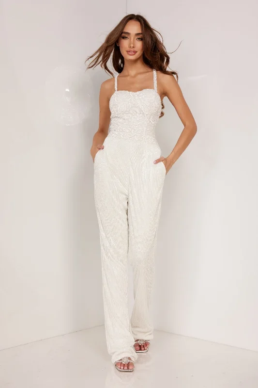 Aleta 1098 Sequin Long Formal Prom Beaded Jumpsuit