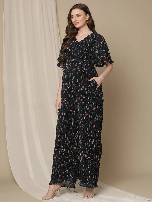 Maternity Jumpsuit Dress Pleated