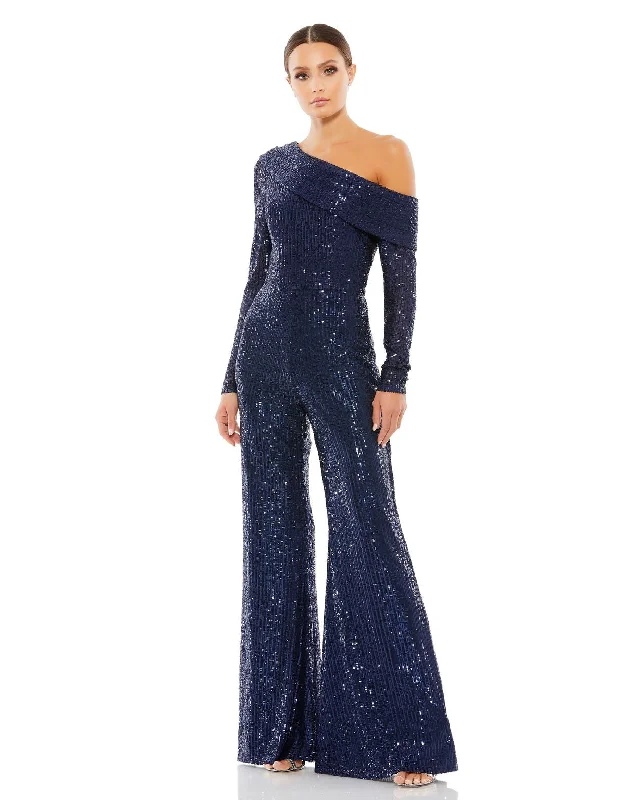 Midnight 2 Mac Duggal 26596 Formal One Shoulder Jumpsuit Sale