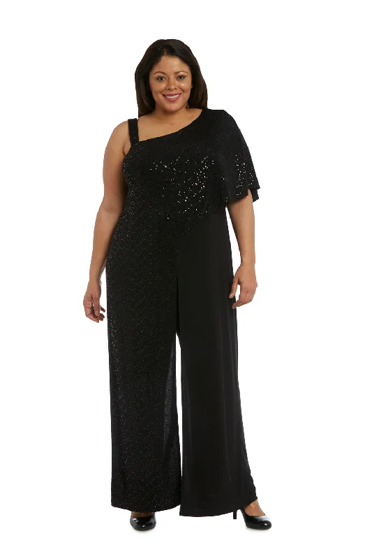 R&M Richards 3096W Long Sequined Overlay Jumpsuit