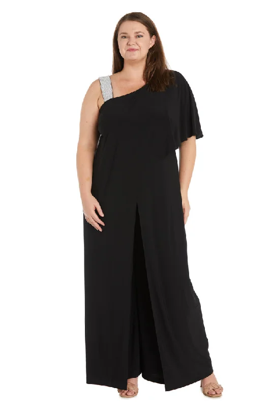 R&M Richards 3420W Long Plus Size Overlay Formal Jumpsuit