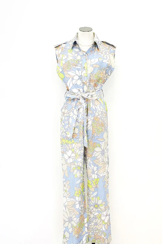 Retro Floral Utility Jumpsuit