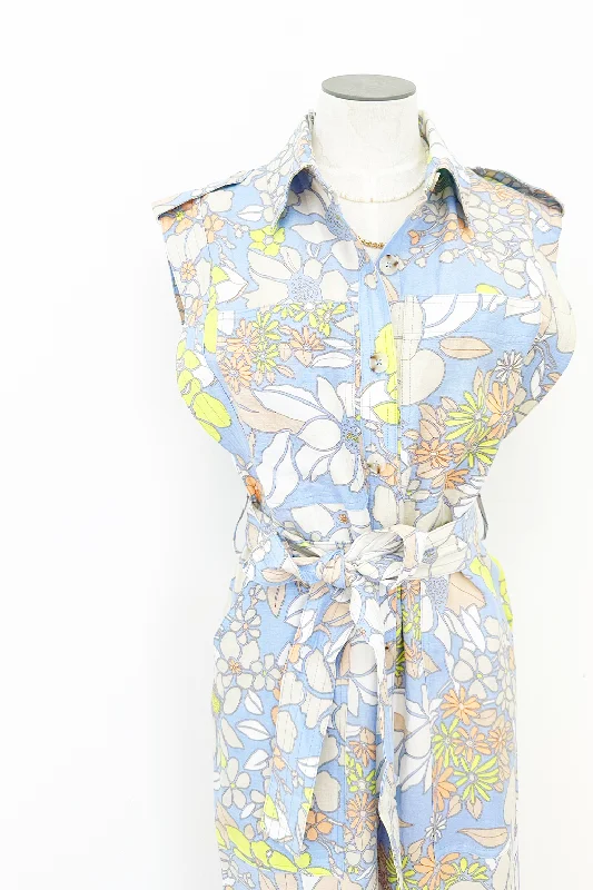 Retro Floral Utility Jumpsuit