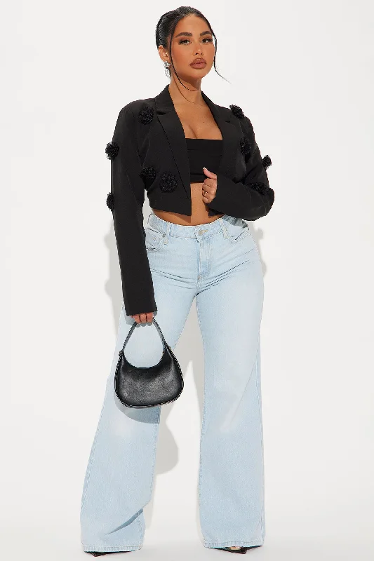 A Different Touch Cropped Blazer - Black