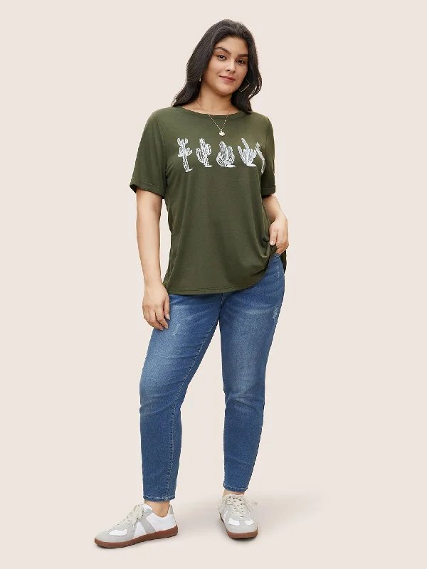 cactus-print-crew-neck-t-shirt