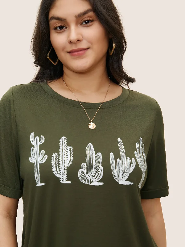 cactus-print-crew-neck-t-shirt