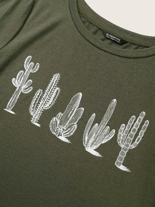 cactus-print-crew-neck-t-shirt