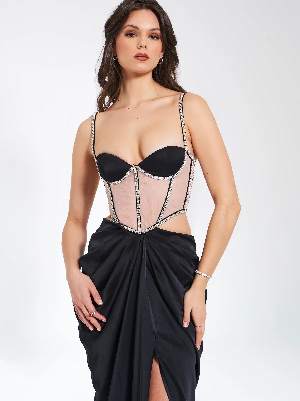 cadence-black-satin-crystal-embellished-corset-dress