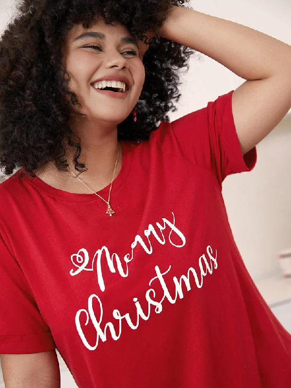 Christmas Print Round Neck T-shirt