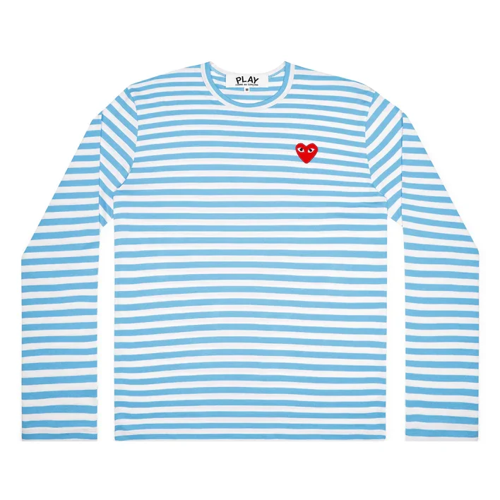 Light Blue Long Sleeve Striped Tee Unisex