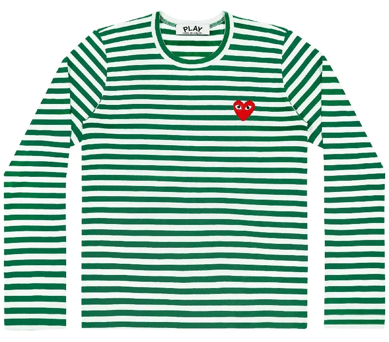 Long Sleeve Stripes With Red Emblem Tee Unisex