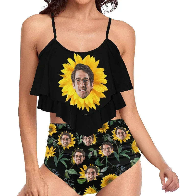 custom-face-sunflower-ruffle-tankini-personalized-bathing-suit-summer-swimsuit-womens-ruffle-bikini-set