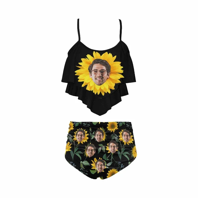 custom-face-sunflower-ruffle-tankini-personalized-bathing-suit-summer-swimsuit-womens-ruffle-bikini-set