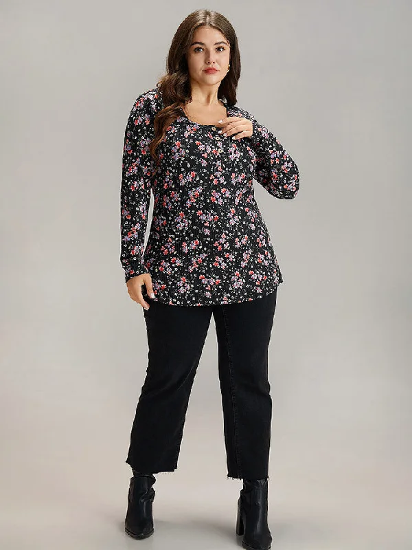 ditsy-floral-square-neck-button-up-t-shirt