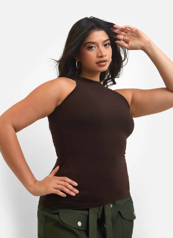 essential-high-neck-tank-top-brown