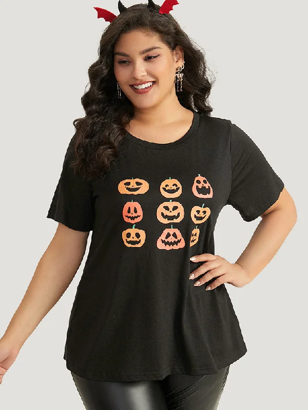 halloween-pumpkin-print-round-neck-t-shirt