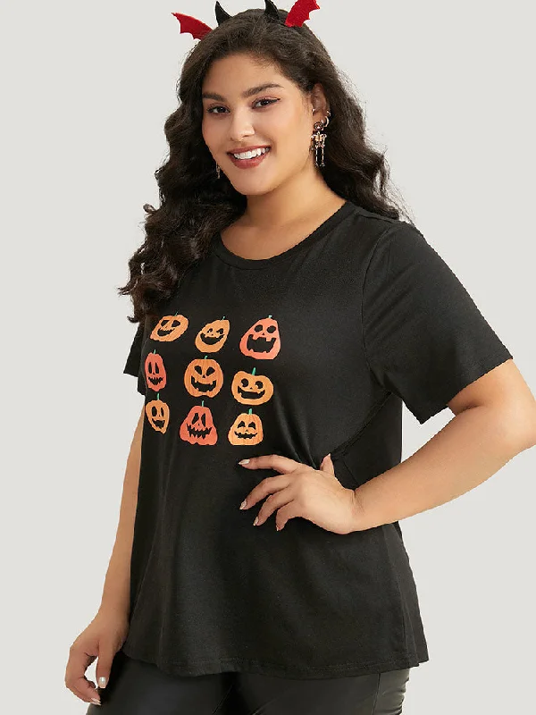 halloween-pumpkin-print-round-neck-t-shirt