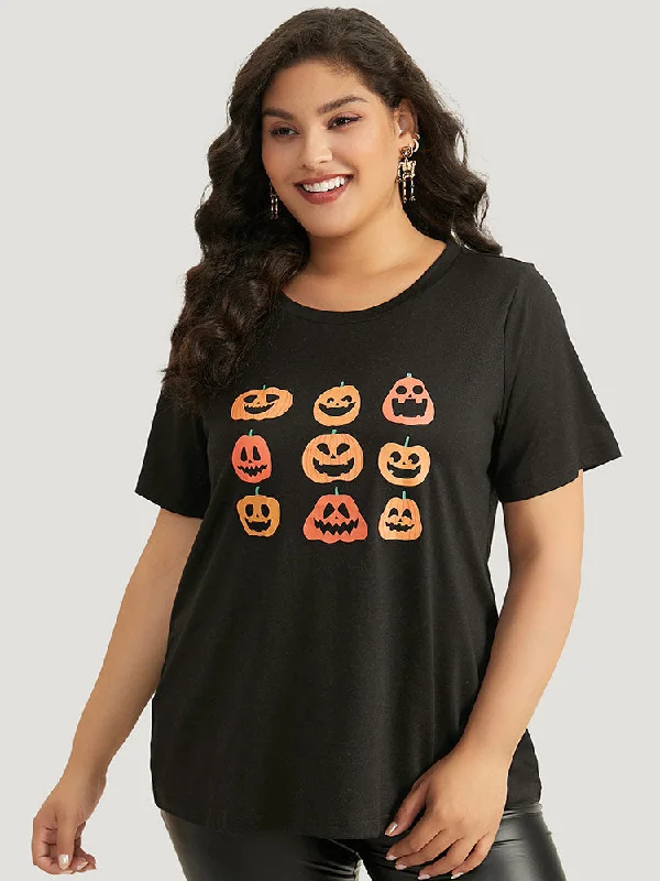 halloween-pumpkin-print-round-neck-t-shirt