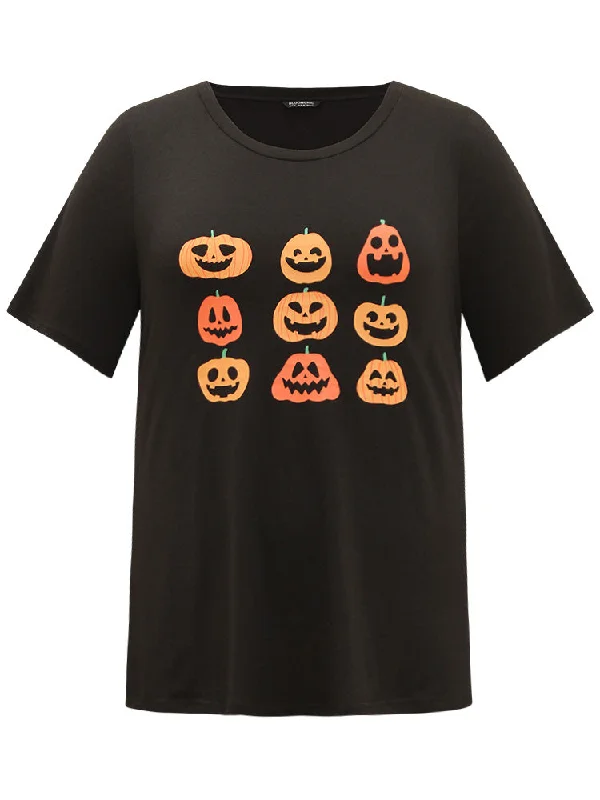 halloween-pumpkin-print-round-neck-t-shirt