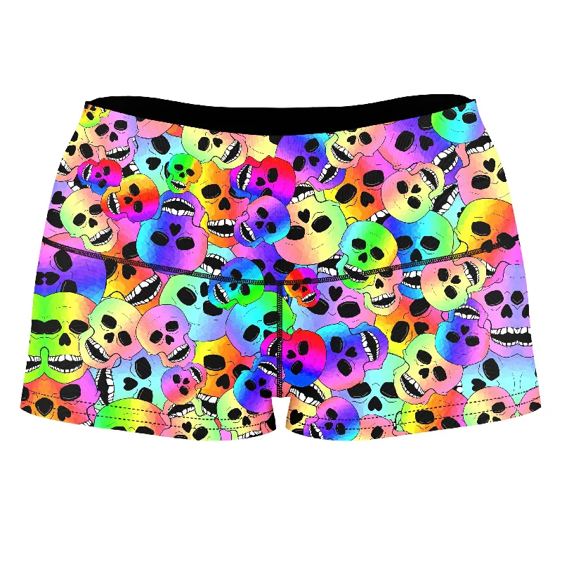 Happy Skulls High-Waisted Women's Shorts