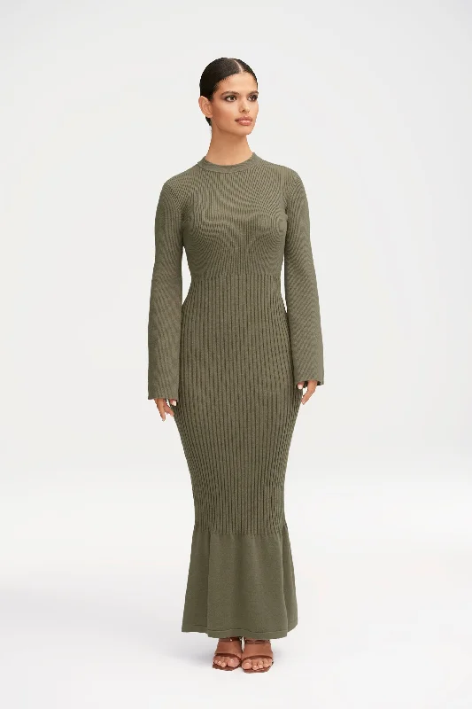 Kourtney Ribbed Knit Maxi Dress - Sage