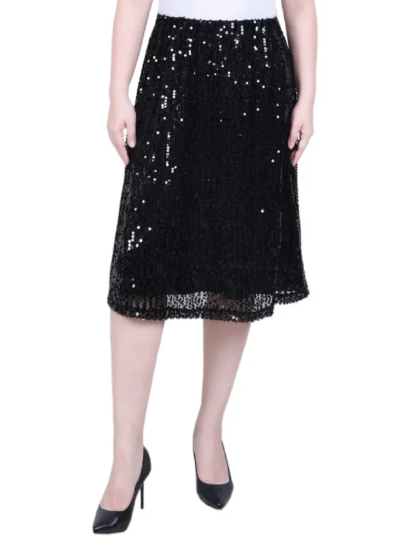 Knee Length Sequined Skirt - Petite