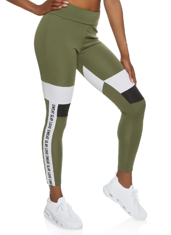 Sweat Slay Love Color Blocked Leggings