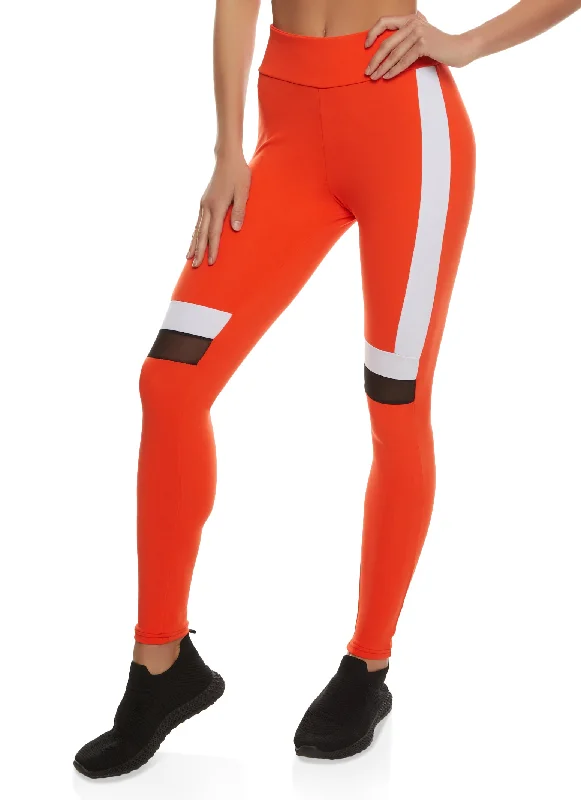 Color Blocked Mesh Detail Leggings