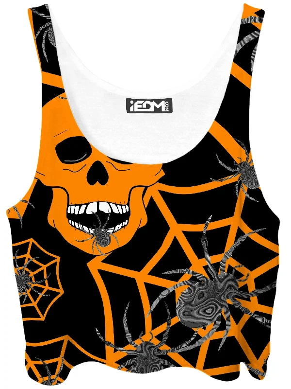 Orange Skull Halloween Crop Top